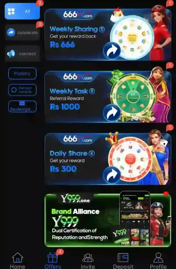 666W Game APK bonus screen
