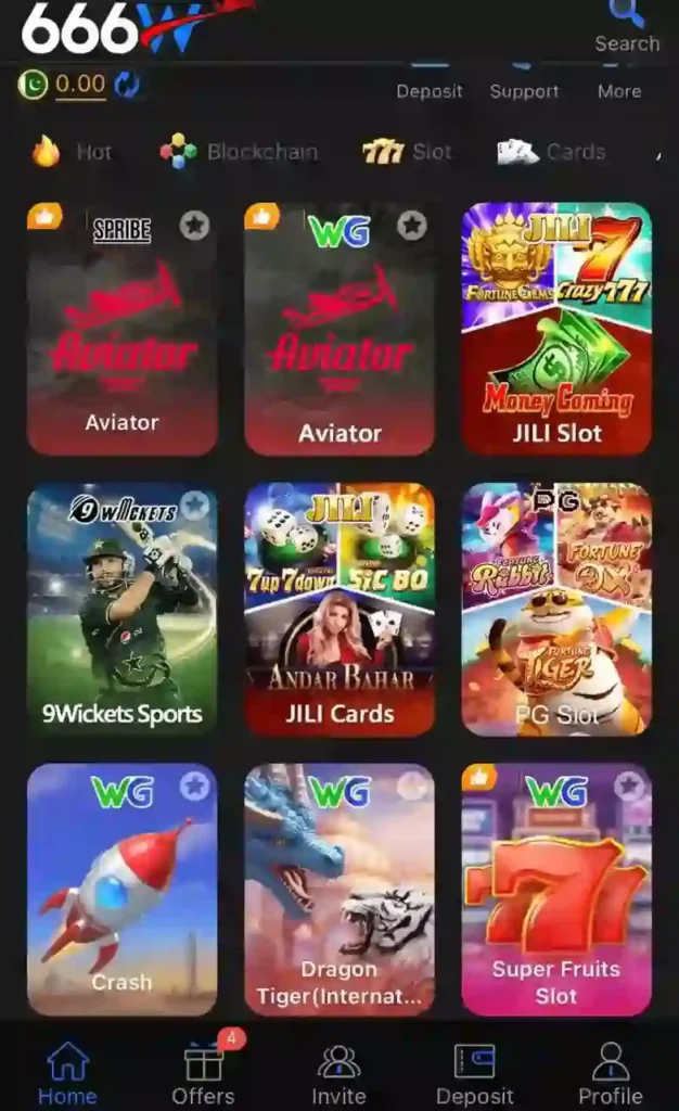 666W Game APK dashboard 