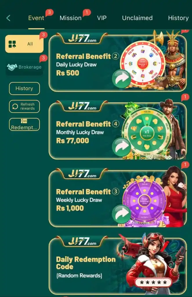 jj77 game bonus earning system