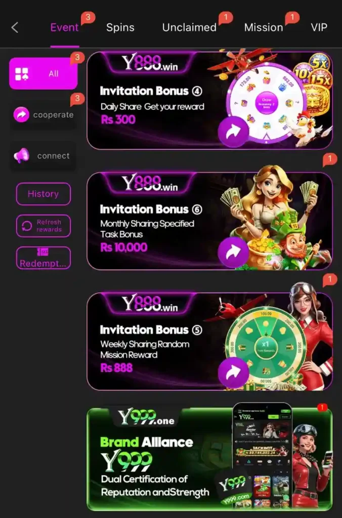 Y888 Game bonus rewards