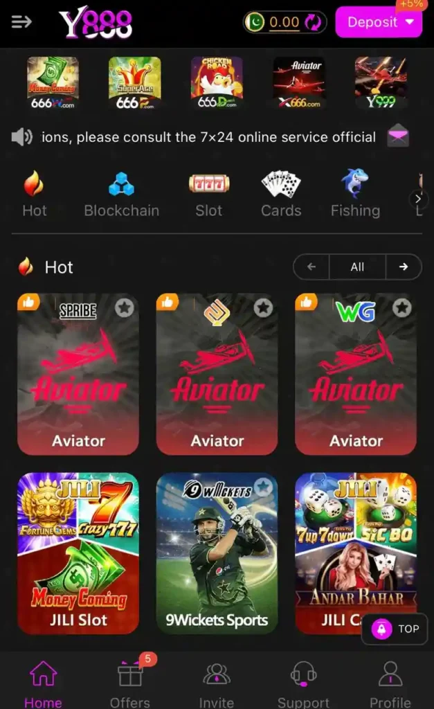 Y888 game aviator slots screen